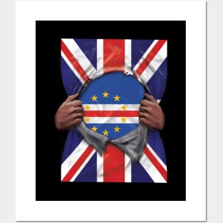 Cape Verde Flag Great Britain Flag Ripped - Gift for Cape Verdean From Cape Verde Posters and Art